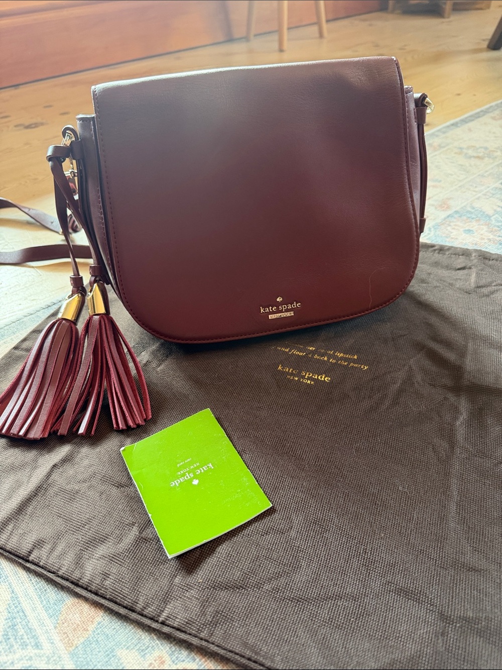 NWOT Kate Soade Burgundy Leather Tassel Crossbody Bag